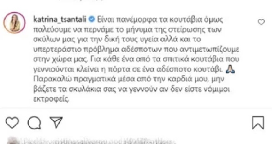 Βάσω Λασκαράκη: Θύελλα αντιδράσεων για τη φωτογραφία της με τα νεογέννητα κουτάβια