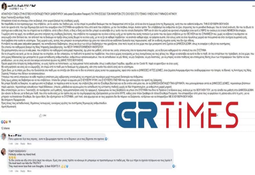 «Θεματοφύλακες του Συντάγματος» απειλούσαν ότι θα μας σκοτώσουν, καταγγέλλει καθηγήτρια από το Αιγίνιο