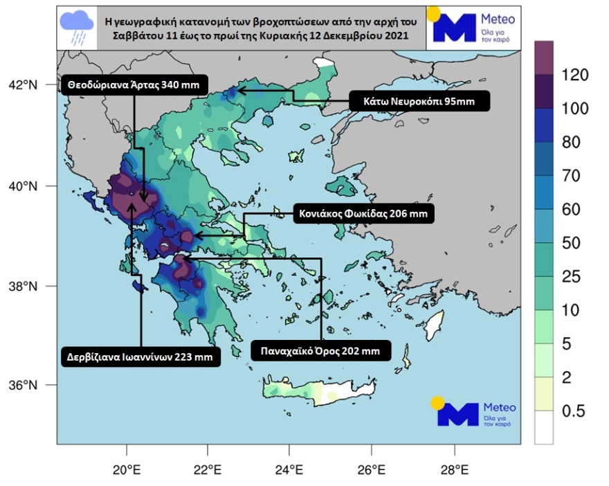 Κακοκαιρία: Στην Άρτα το μεγαλύτερο ύψος βροχής, έφτασε στα 340 χιλιοστά