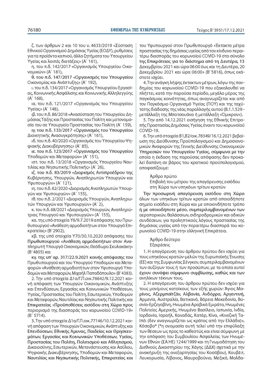 Αυτά είναι τα νέα μέτρα για την είσοδο στην Ελλάδα: Δείτε αναλυτικά