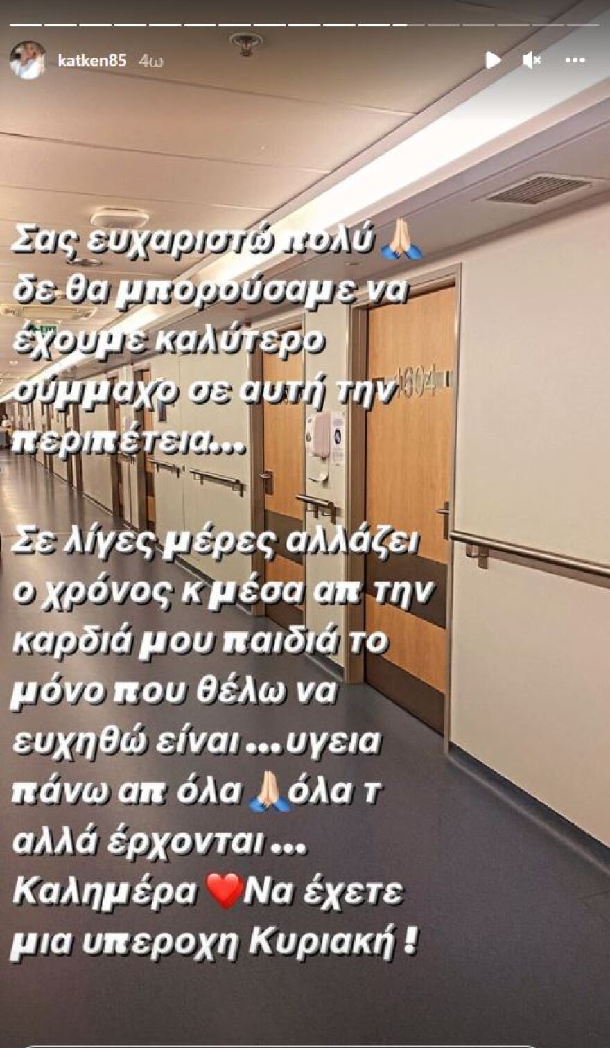 Το μήνυμα της Κατερίνας Καινούργιου για την κατάσταση του πατέρα της: «Εύχομαι υγεία σε όλους»