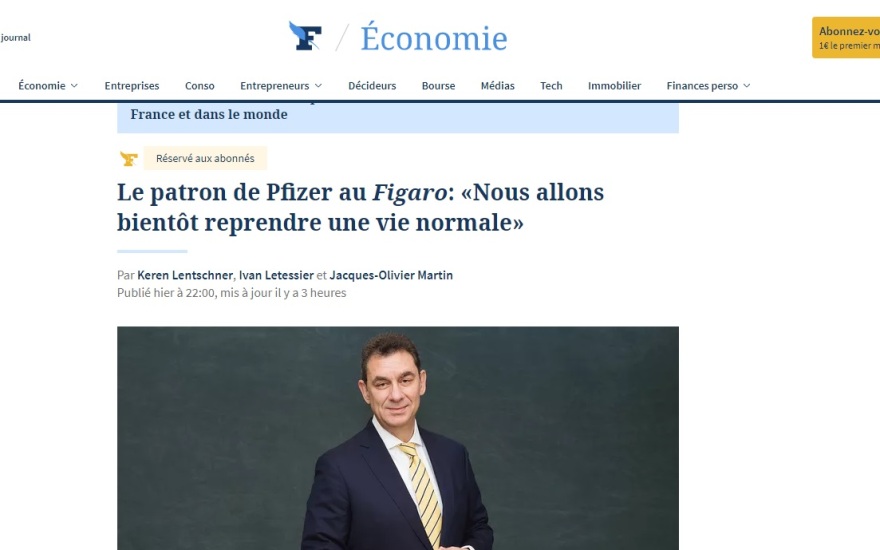 Κορωνοϊός - Μπουρλά στη Le Figaro: Είμαστε σε καλή θέση για να πάρουμε τις ζωές μας πίσω την άνοιξη