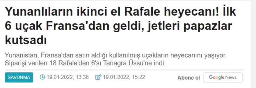 Τουρκικός Τύπος: «Τα Rafale θα δώσουν πλεονέκτημα στην αεροπορία της Ελλάδας», η πρώτη αντίδραση