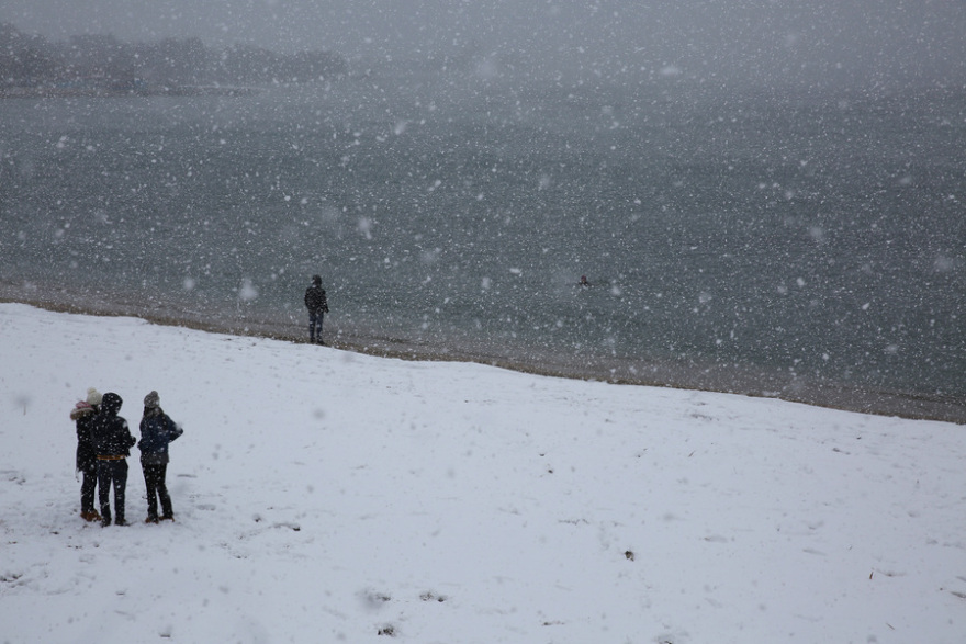 Μέχρι τη θάλασσα έφτασαν τα χιόνια σε Εύβοια και Φθιώτιδα 