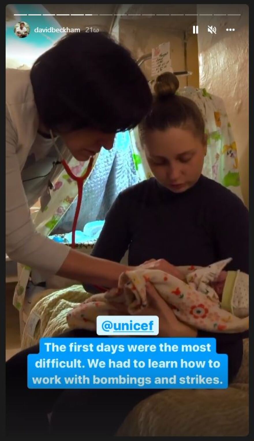 Ο Μπέκαμ παραχώρησε το Instagram του σε Ουκρανή παιδίατρο που εργάζεται σε μαιευτήριο - καταφύγιο στο Χάρκοβο