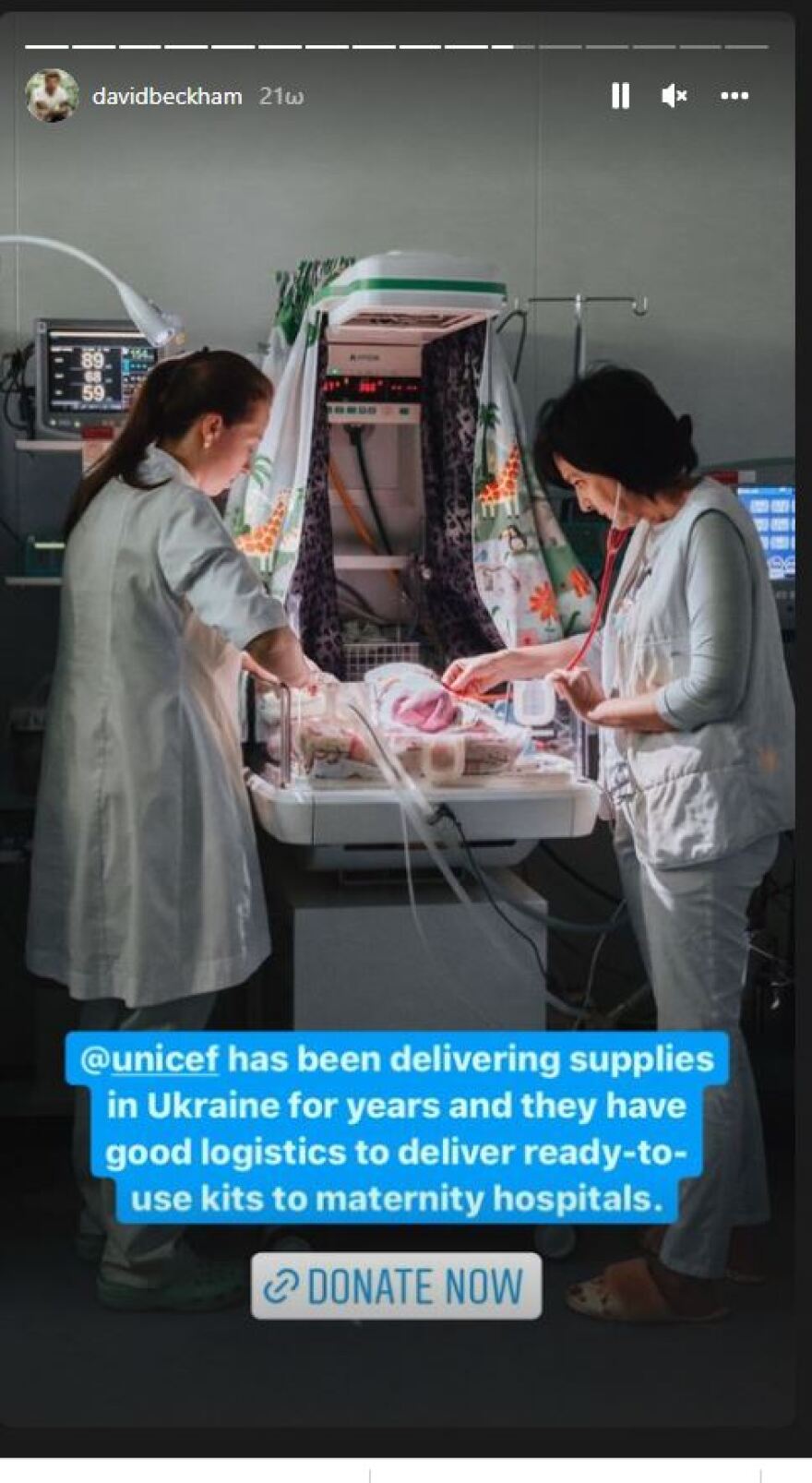 Ο Μπέκαμ παραχώρησε το Instagram του σε Ουκρανή παιδίατρο που εργάζεται σε μαιευτήριο - καταφύγιο στο Χάρκοβο