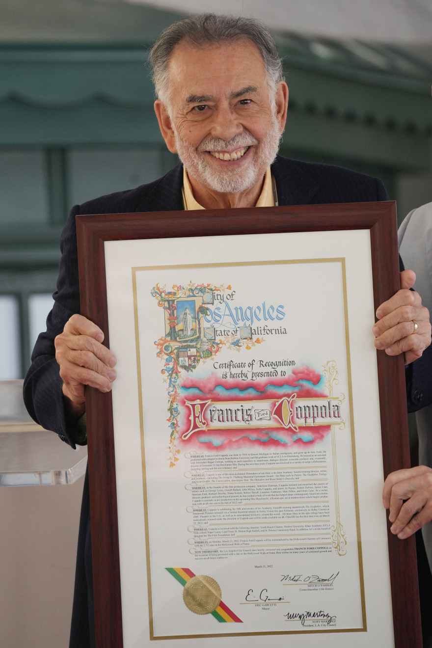 Φράνσις Φορντ Κόπολα: Απέκτησε αστέρι στη Λεωφόρο της Δόξας και το… χαρίζει στον Τζορτζ Λούκας