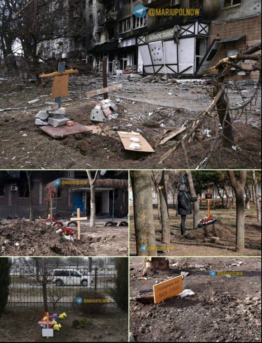 Πόλεμος στην Ουκρανία: Γέμισαν με αυτοσχέδιους τάφους οι δρόμοι της Μαριούπολης - Δραματικές εικόνες