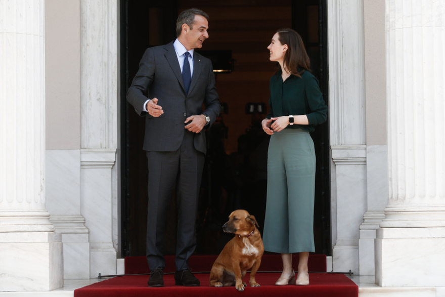 Πίνατ: Ο σκύλος του Μεγάρου Μαξίμου «υποδέχθηκε» τη Φινλανδή πρωθυπουργό