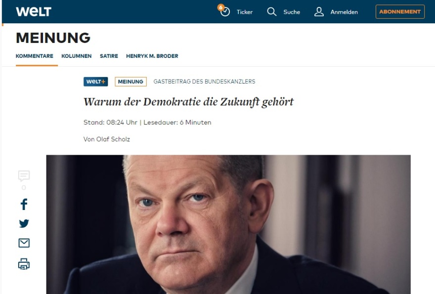 Πόλεμος στην Ουκρανία - Σολτς: «Ο πόλεμος του Πούτιν στην Ουκρανία είναι επίθεση στη δημοκρατία» 