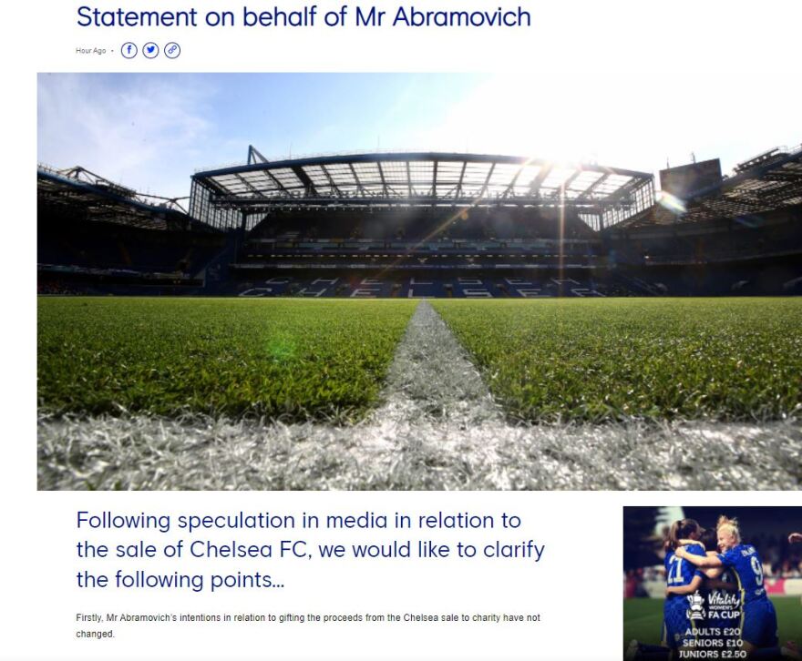  Τσέλσι: Διαψεύδει ο Αμπράμοβιτς για την αποπληρωμή του δανείου 