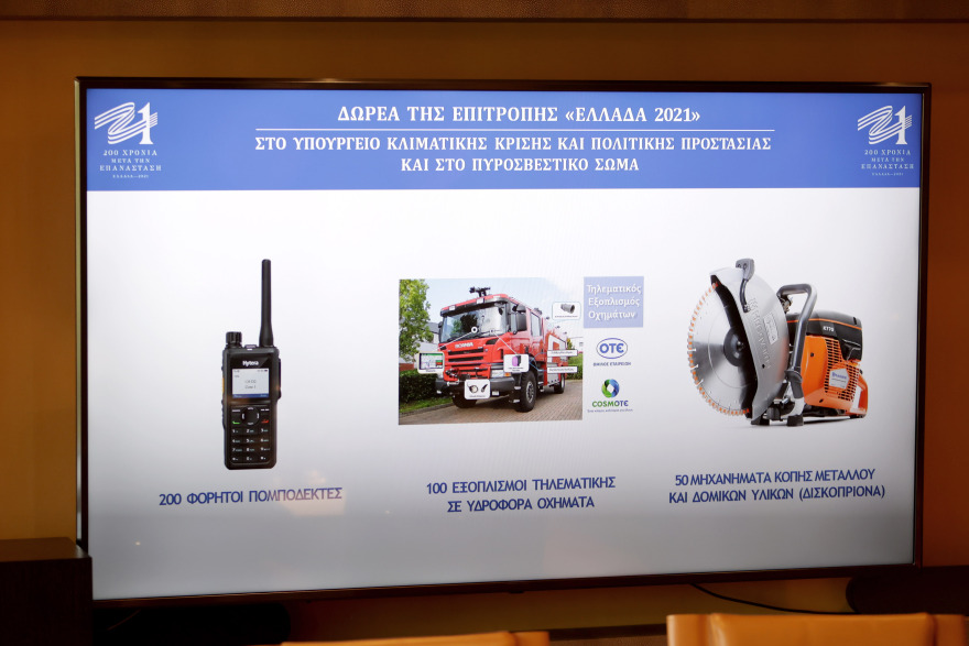  Σημαντική δωρεά από την Επιτροπή «Ελλάδα 2021» στην Πολιτική Προστασία
