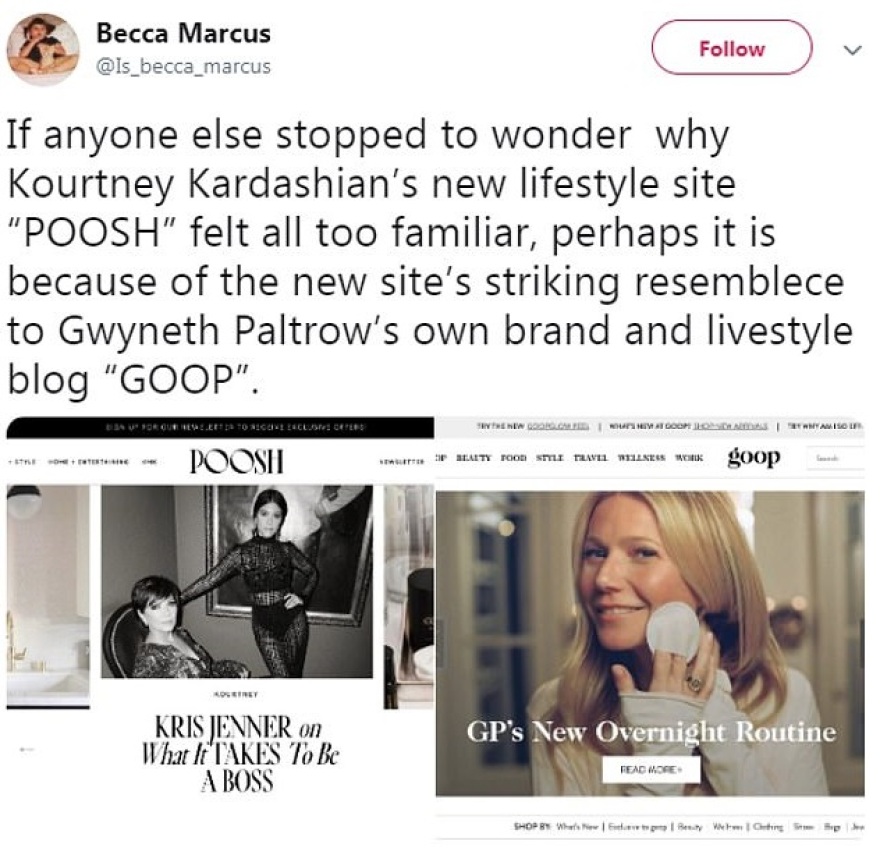 Η Γκουίνεθ Πάλτροου απαντά στους ισχυρισμούς ότι η Κόρτνεϊ Καρντάσιαν αντέγραψε το εμπορικό σήμα της εταιρείας της