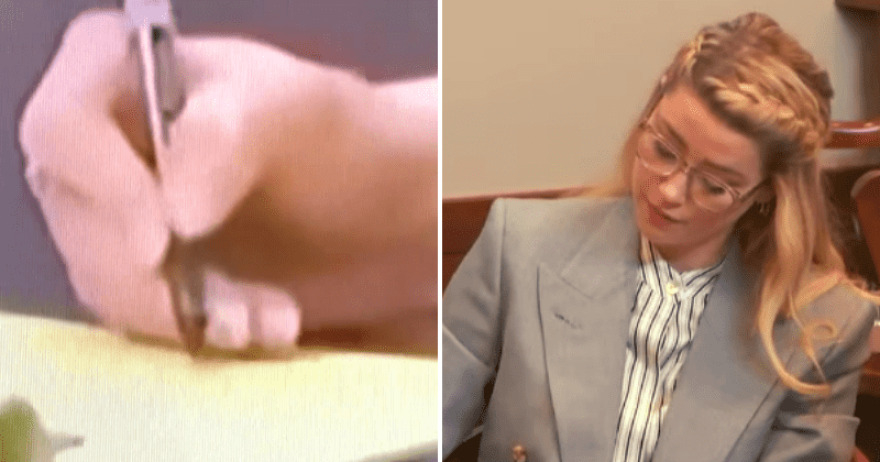 Άμπερ Χερντ: Viral το βίντεο που τη δείχνει να κρατάει σημειώσεις... χωρίς να ακουμπάει το στυλό στο χαρτί