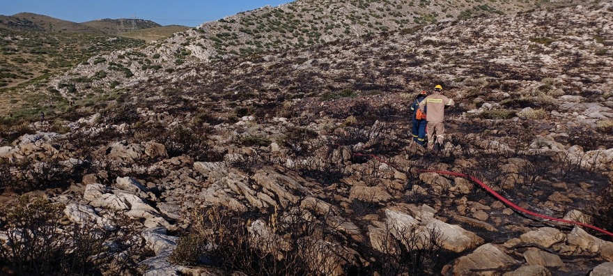 Σε ύφεση η φωτιά στην Κερατέα - Καίει από το μεσημέρι δασική έκταση 