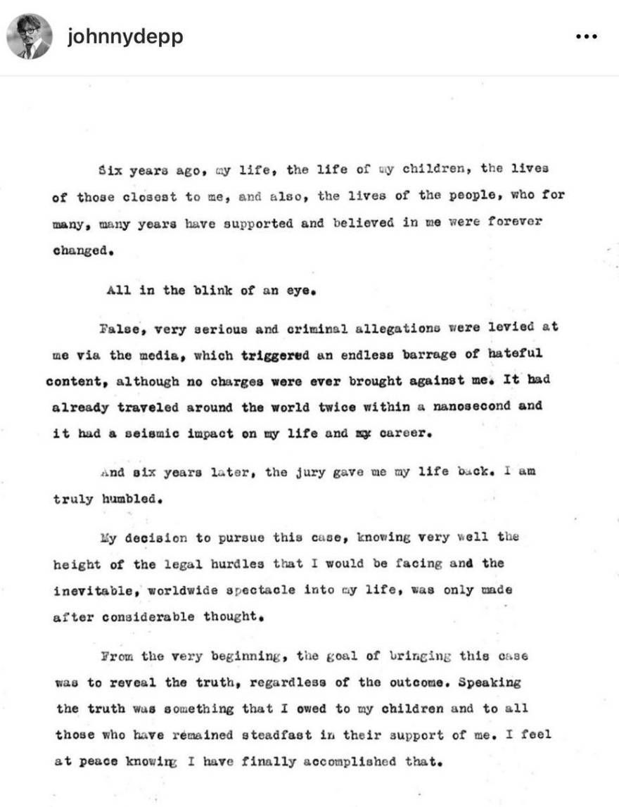 Δίκη Ντεπ - Χερντ: Δικαίωση για τον Τζόνι Ντεπ - Του επιδικάστηκε αποζημίωση 15 εκατ. δολαρίων