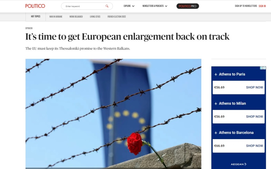 Μητσοτάκης στο Politico: Κάποιοι νομίζουν ότι μπορούν να συντρίψουν το ανθρώπινο πνεύμα με εκφοβισμό και όπλα