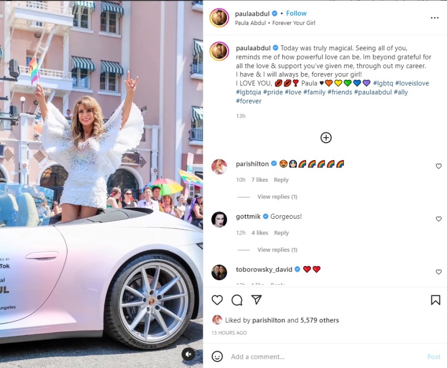 Η Πόλα Αμπντούλ γιορτάζει τον μήνα Υπερηφάνειας στο Λος Άντζελες 