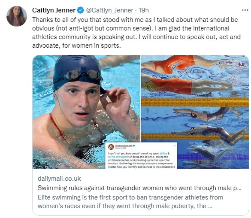 Κέιτλιν Τζένερ: «Δεν είναι δίκαιο τρανς αθλήτριες να αγωνίζονται με γυναίκες»