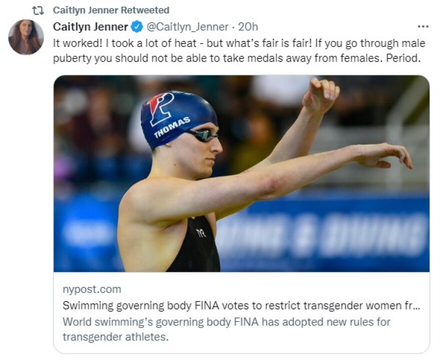 Κέιτλιν Τζένερ: «Δεν είναι δίκαιο τρανς αθλήτριες να αγωνίζονται με γυναίκες»