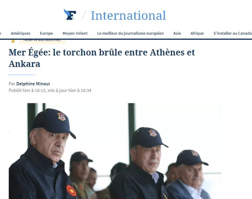 Ελληνοτουρκικά - Le Figaro: «Το φιτίλι καίγεται ανάμεσα σε Αθήνα και Άγκυρα» στο Αιγαίο Πέλαγος