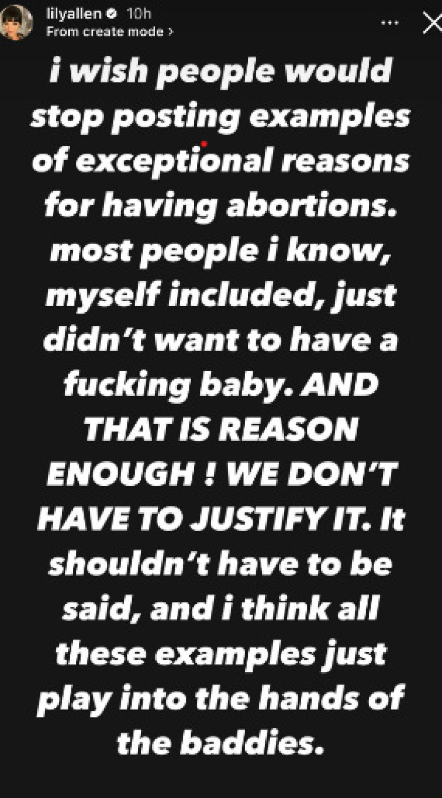 Λίλι Άλεν: «Δεν πρέπει να δικαιολογούμε την επιθυμία να τερματίσουμε μία εγκυμοσύνη» 