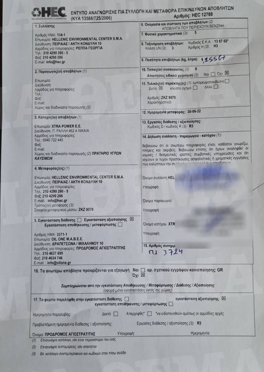 Τι λέει το πρατήριο καυσίμων που έκλεισε για «νοθεία» στη Νίκαια