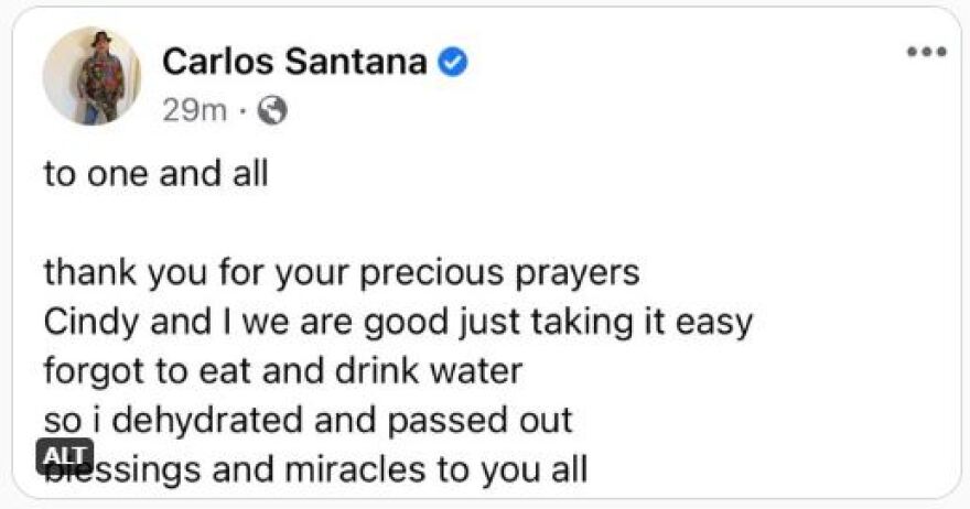 Κάρλος Σαντάνα: Κατέρρευσε πάνω στη σκηνή - «Ξέχασα να φάω», είπε ο κιθαρίστας