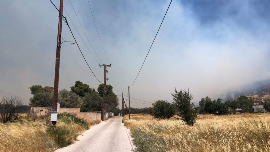 Φωτιά τώρα: Σε ύφεση η πυρκαγιά στο δήμο Σαρωνικού, στην περιοχή Φέριζα 