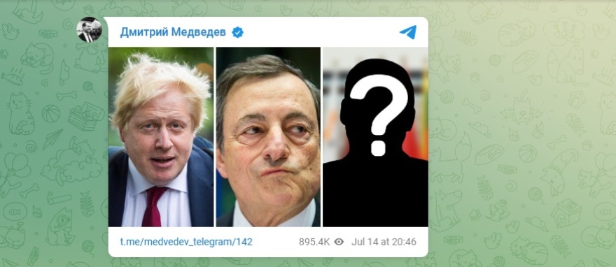 Ο Μεντβέντεφ χλευάζει τις πολιτικές εξελίξεις στην Ευρώπη: «Μετά τον “BoJo” και τον Ντράγκι ποιος;»