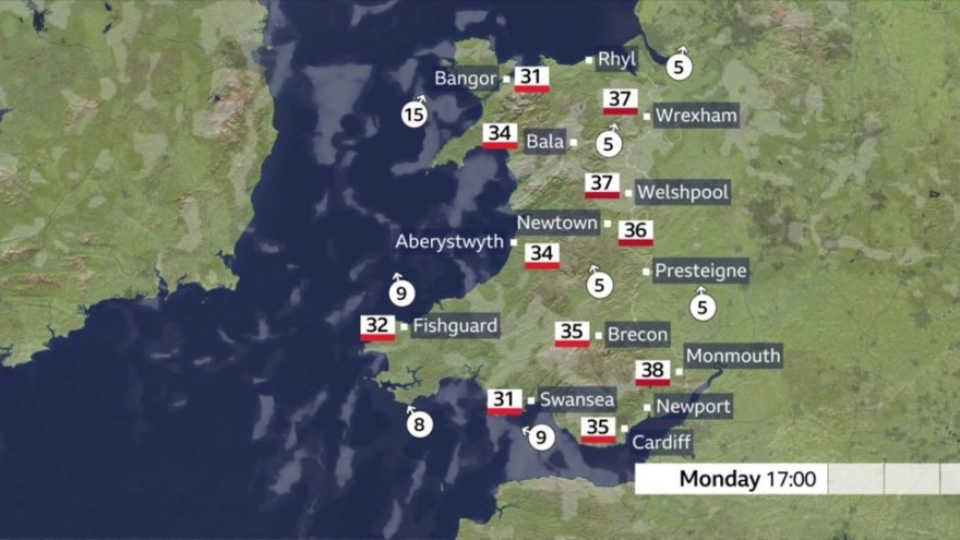 Καύσωνας - ρεκόρ στην Ουαλία: Ο υδράργυρος θα αγγίξει ακόμα και τους 38 βαθμούς Κελσίου!