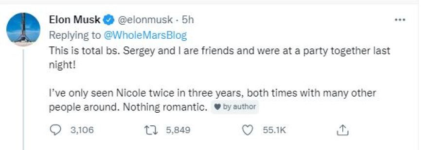 Ο Έλον Μασκ διαψεύδει ότι είχε ερωτική περιπέτεια με τη γυναίκα του φίλου του και συνιδρυτή της Google