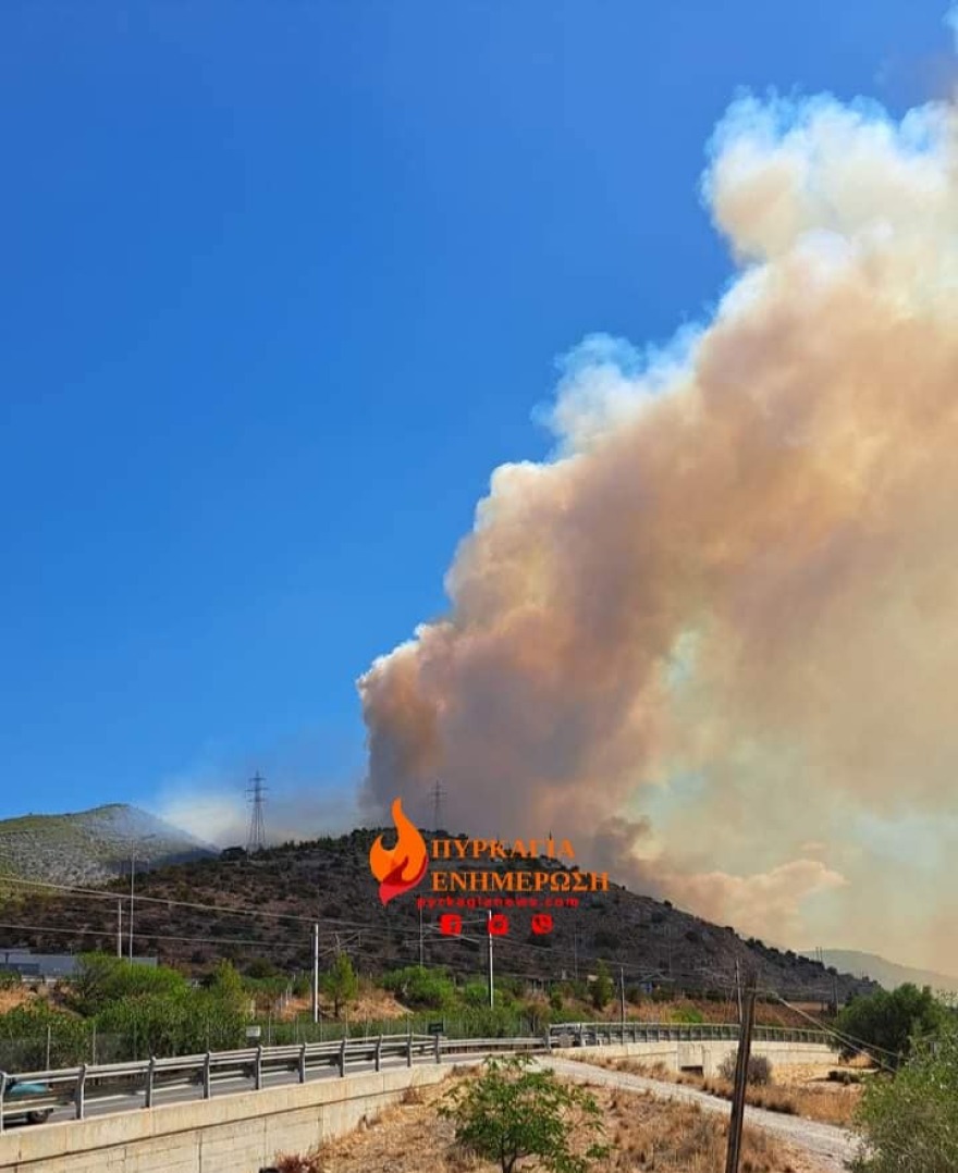 Φωτιά στη Νέα Πέραμο: Άνοιξε η Εθνική, μήνυμα του 112 για εκκένωση προς Μέγαρα