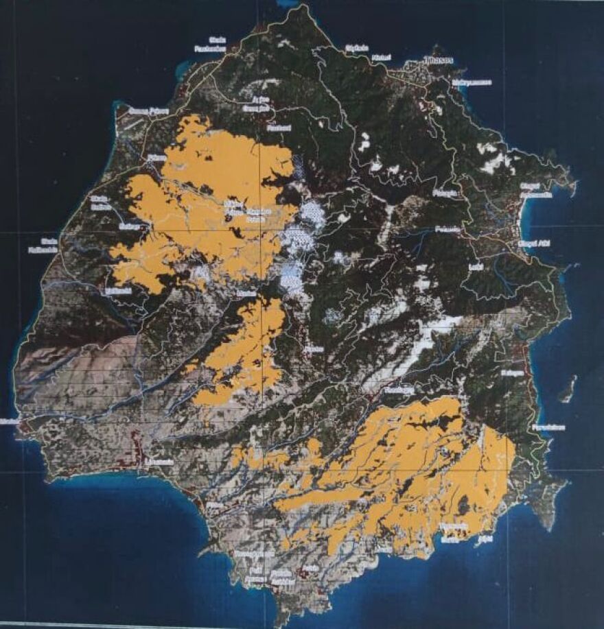 Φωτιά στη Θάσο: Σε περίπου 1.310 στρέμματα περιορίστηκε η καμένη έκταση