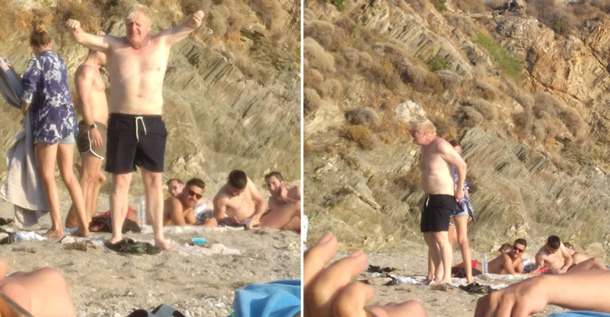 Νέες φωτογραφίες του Μπόρις Τζόνσον από τις διακοπές α λα ελληνικά - Για μπάνιο στην Εύβοια αγκαλιά με την Κάρι Σίμοντς