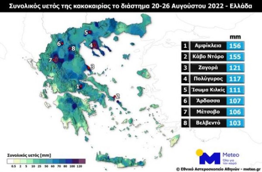 Κακοκαιρία: 47 χρόνια είχαν να πέσουν τόσο σφοδρές καταιγίδες τον Αύγουστο 