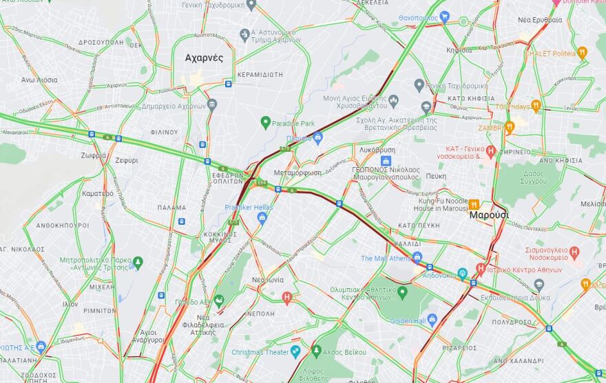 Κίνηση στους δρόμους: Μεγάλο μποτιλιάρισμα στον Κηφισό - Δείτε live, πού έχει καθυστερήσεις