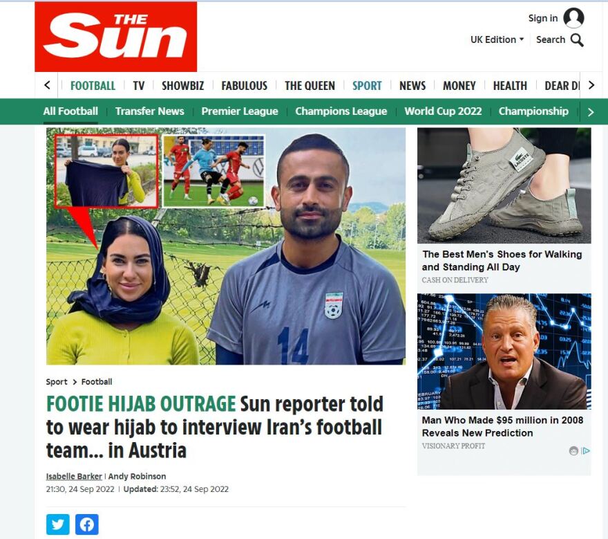 Μουντιάλ 2022: Γυναίκα δημοσιογράφος υποχρεώθηκε να φορέσει μαντήλα στην προπόνηση του Ιράν