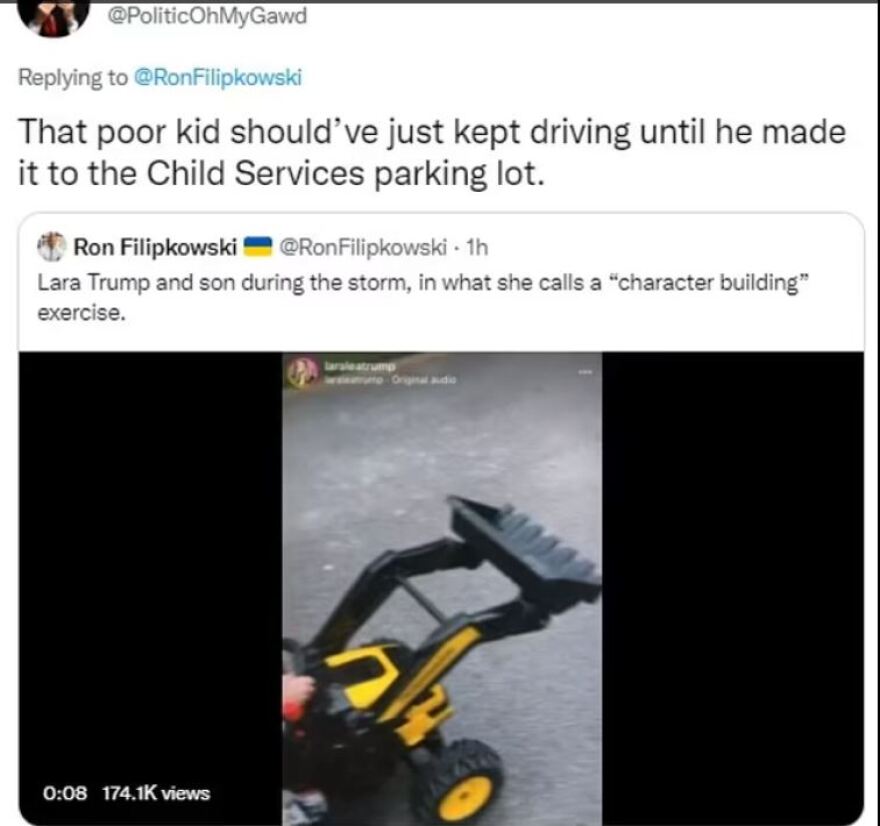 Κυκλώνας Ίαν: Η νύφη του Ντόναλντ Τραμπ, Λάρα έβγαλε στη βροχή τον γιο της για να του «χτίσει χαρακτήρα»