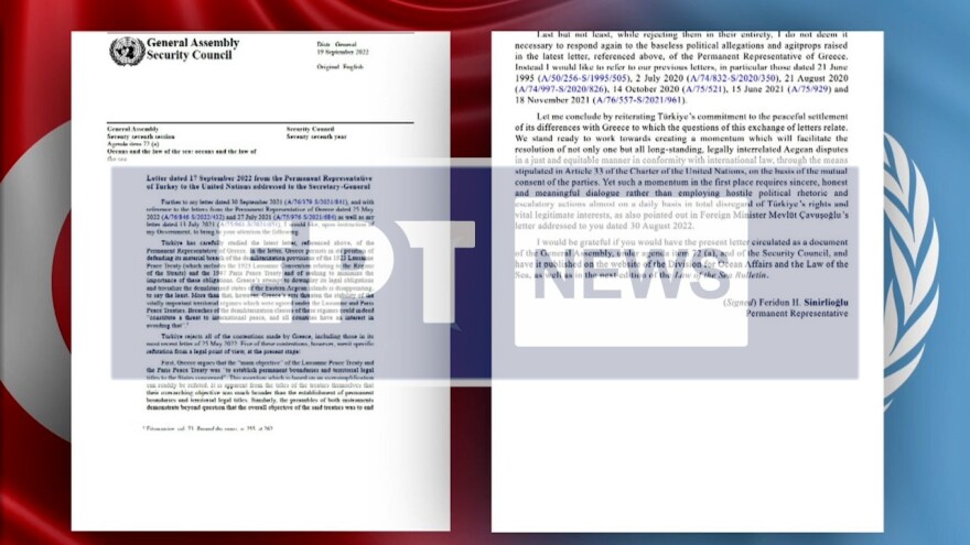 Ελληνοτουρκικά: Επιστολή-πρόκληση της Τουρκίας στον ΟΗΕ για αποστρατιωτικοποίηση των νησιών - Την απορρίπτουμε, λέει η Αθήνα