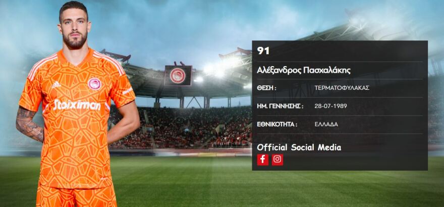 Ολυμπιακός: Άφησε το 9 και πήρε το 91 ο Πασχαλάκης 