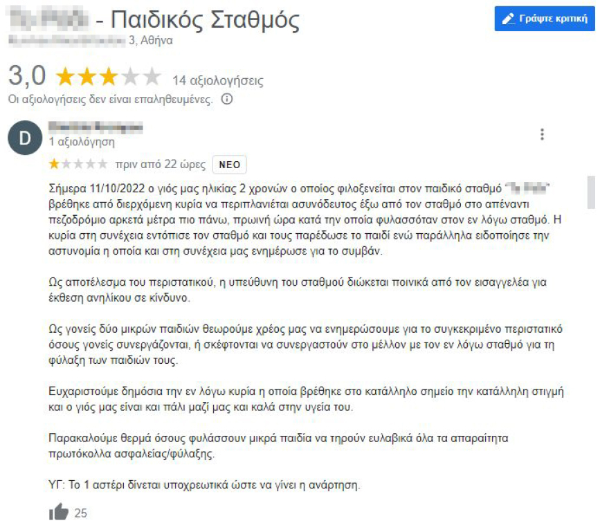 Πατήσια: Ξέχασαν παιδί 2 ετών έξω από παιδικό σταθμό