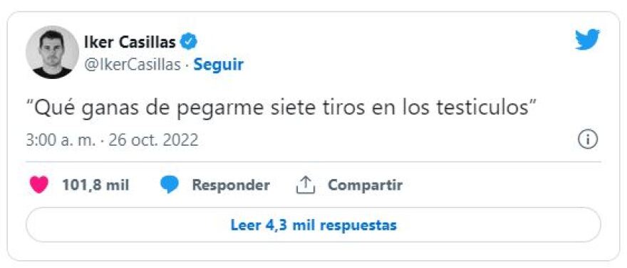 Ίκερ Κασίγιας: Θέλει να πυροβολήσει τους όρχεις του επτά φορές - Νέο χτύπημα στο Twitter