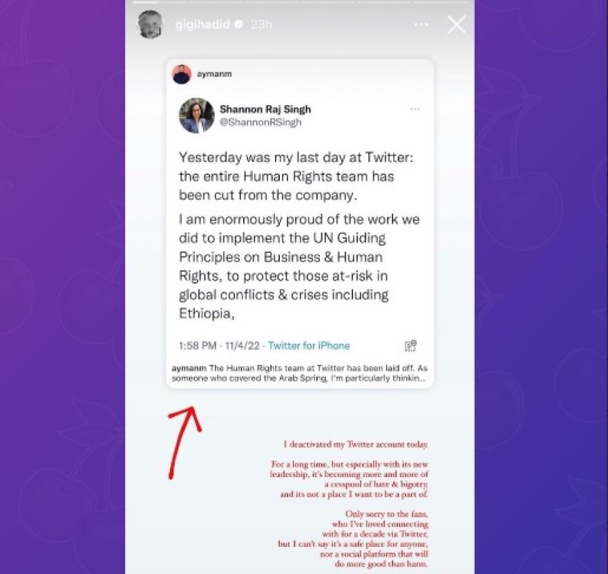 Τζίτζι Χαντίντ: Αποχαιρέτησε το Twitter του Έλον Μασκ - «Είναι βόθρος μίσους και φανατισμού»