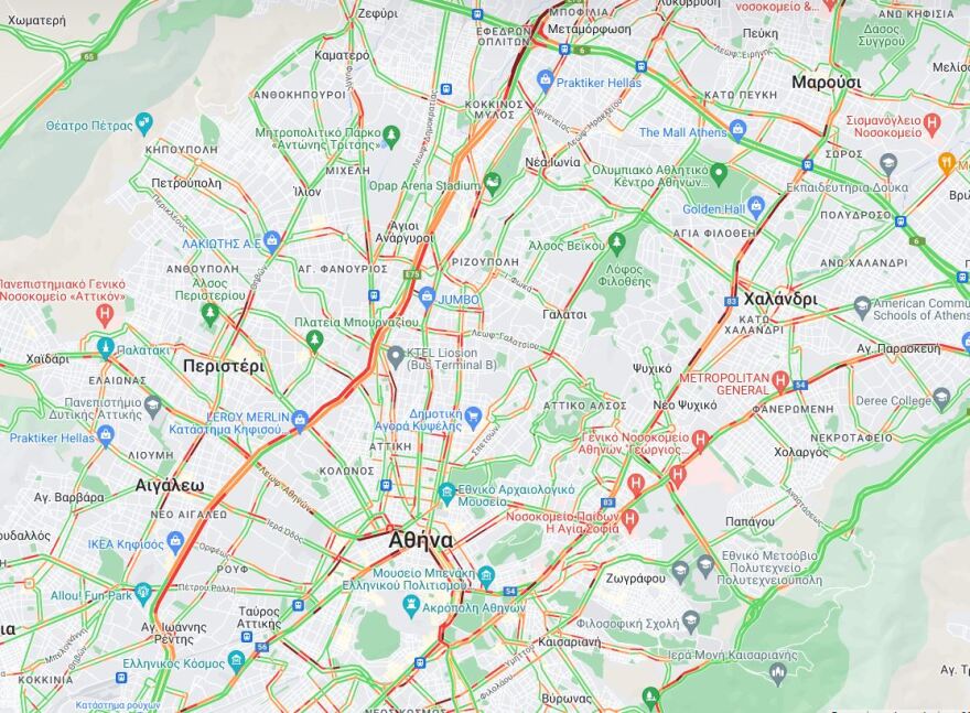 Κίνηση στους δρόμους: Με χαμηλές ταχύτητες η κίνηση στον Κηφισό , και στα δύο ρεύματα - Δείτε live εικόνα