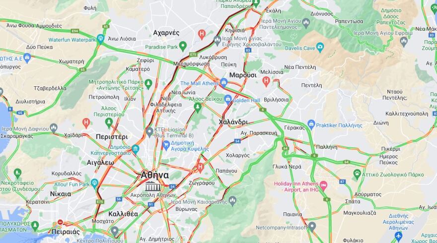 Κίνηση στους δρόμους: «Κόλαση» στην κάθοδο του Κηφισού - Ουρά από την Κηφισιά μέχρι και το Αιγάλεω