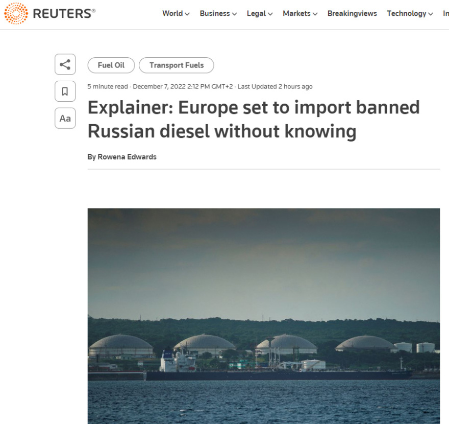 Ρωσία: Στα ευρωπαϊκά ρεζερβουάρ το πετρέλαιό της, παρά το εμπάργκο