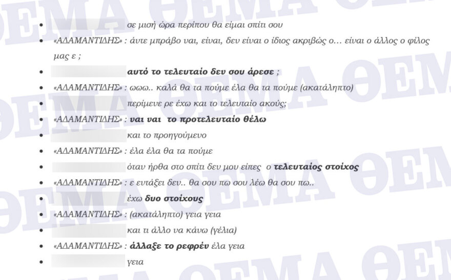 Η δικογραφία για το κύκλωμα κοκαΐνης - Οι διάλογοι που «καίνε» τον Θέμη Αδαμαντίδη