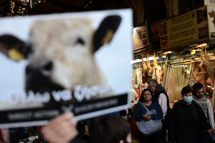 Διαμαρτυρία στη Βαρβάκειο αγορά από vegan