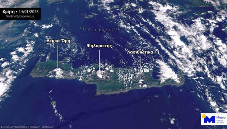 Κρήτη: Χιόνισε σε Ψηλορείτη και Λευκά Όρη - Οι εικόνες από δορυφόρο